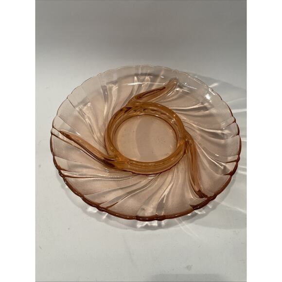Vintage Pink Depression Glass 3 Divided Candy Nut Relish Dish Beautiful - Picture 1 of 9